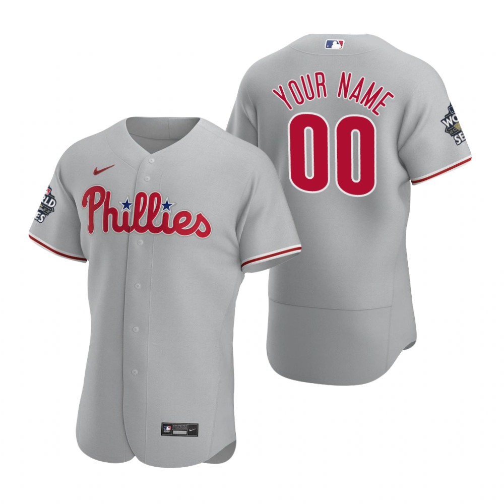 Philadelphia Phillies Custom Gray 2022 World Series Authentic Jersey Philadelphia Phillies Custom Gray 2022 World Series Authentic Jersey