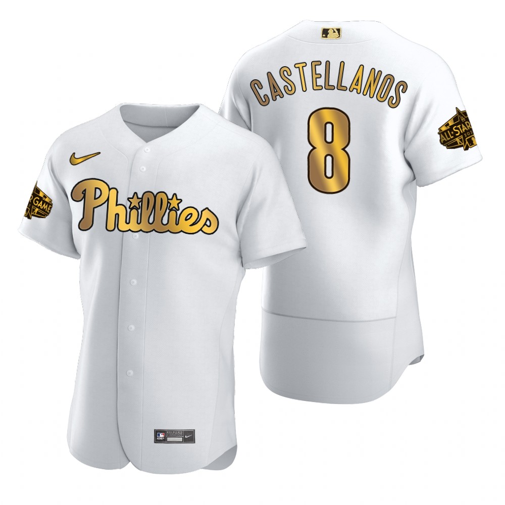 Philadelphia Phillies Nick Castellanos White Gold 2022 MLB All-Star Game Jersey