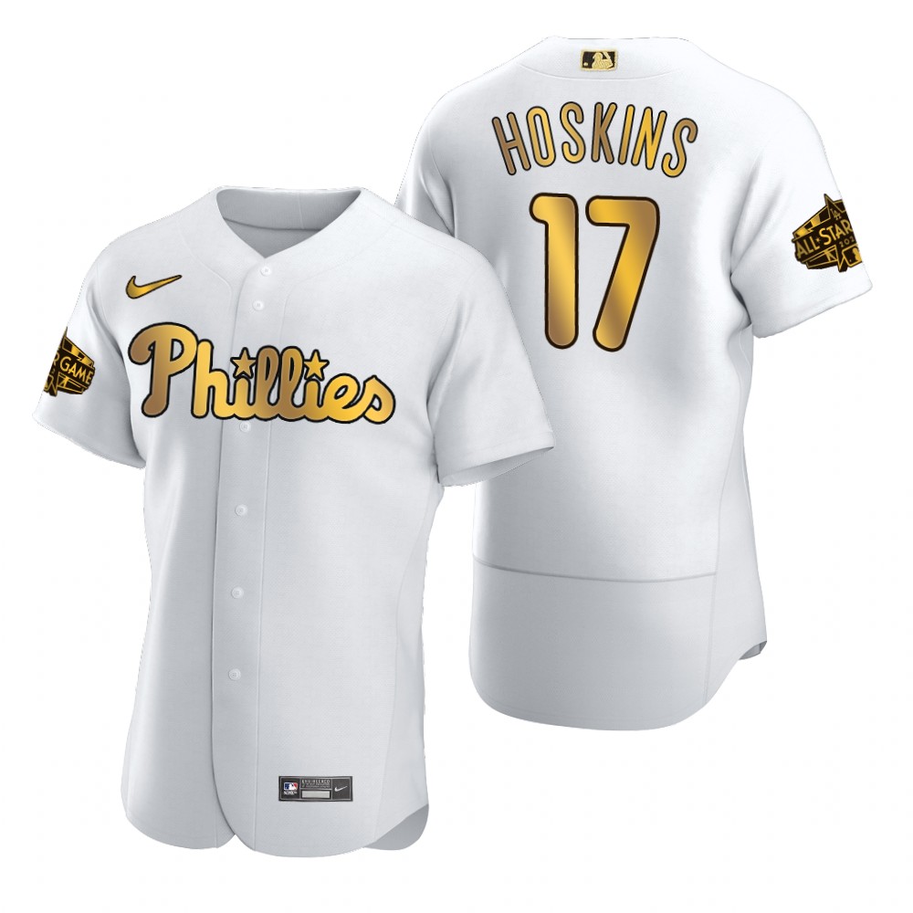 Philadelphia Phillies Rhys Hoskins White Gold 2022 MLB All-Star Game Jersey
