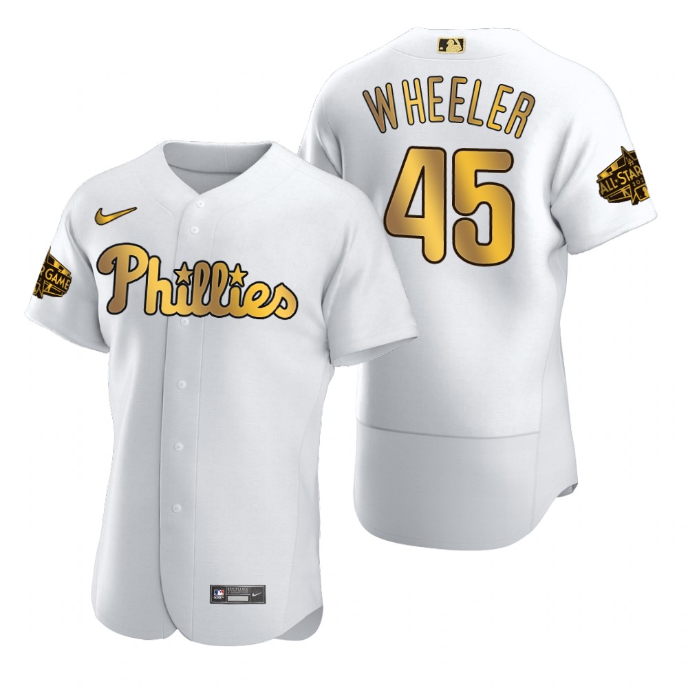 Philadelphia Phillies Zack Wheeler White Gold 2022 MLB All-Star Game Jersey