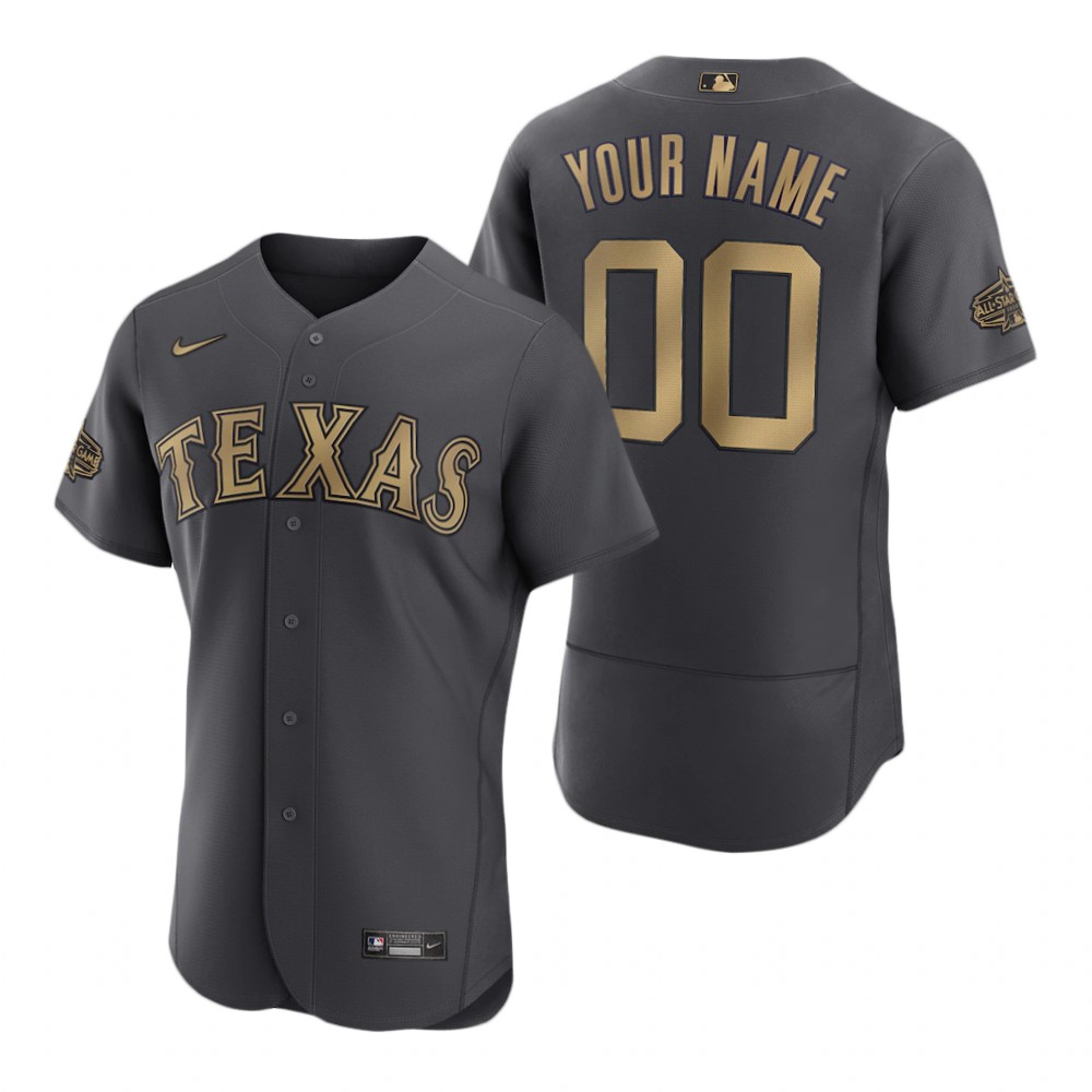 Men's Texas Rangers Custom Charcoal 2022 MLB All-Star Game Authentic Jersey Men's Texas Rangers Custom Charcoal 2022 MLB All-Star Game Authentic Jersey