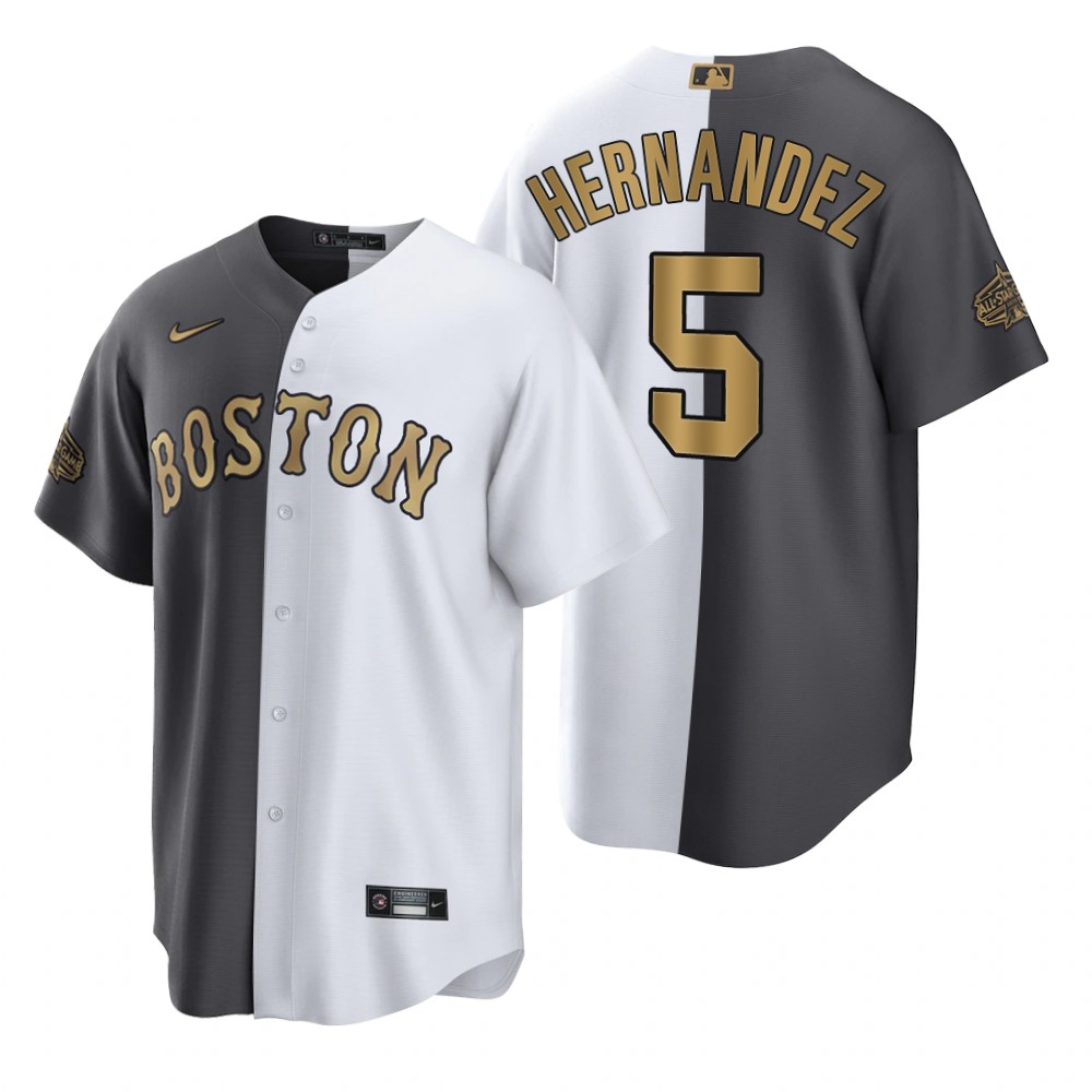 Boston Red Sox Enrique Hernandez White Charcoal 2022 MLB All-Star Game Split Jersey