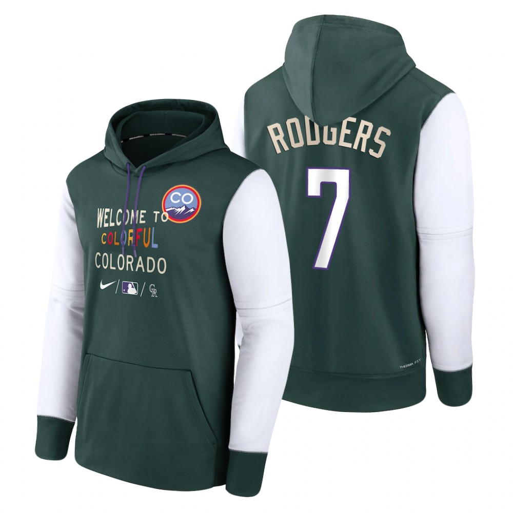 Colorado Rockies Brendan Rodgers Green 2022 City Connect Therma Hoodie Colorado Rockies Brendan Rodgers Green 2022 City Connect Therma Hoodie