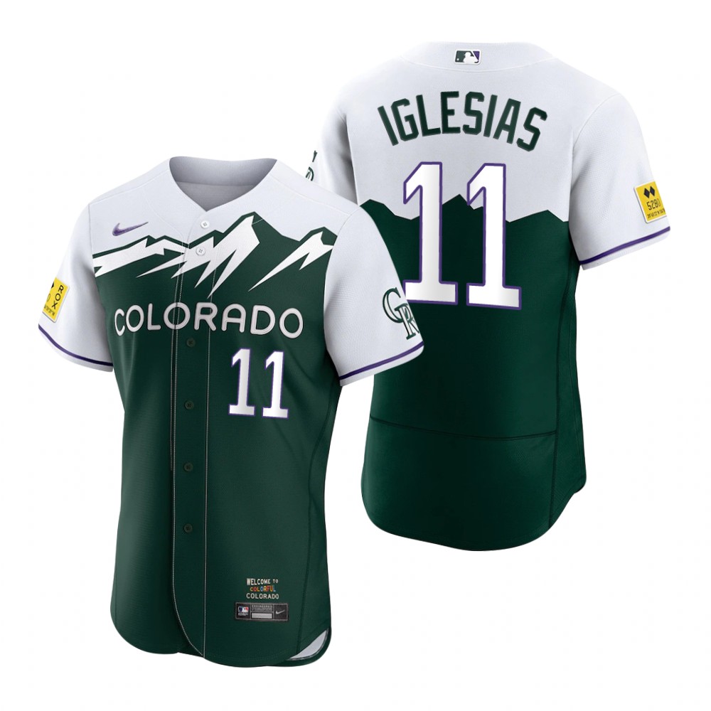 Men's Colorado Rockies Jose Iglesias Green 2022 City Connect Authentic Jersey