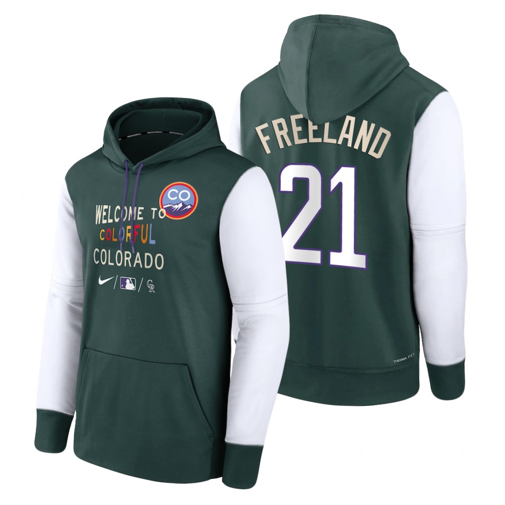 Colorado Rockies Kyle Freeland Green 2022 City Connect Therma Hoodie