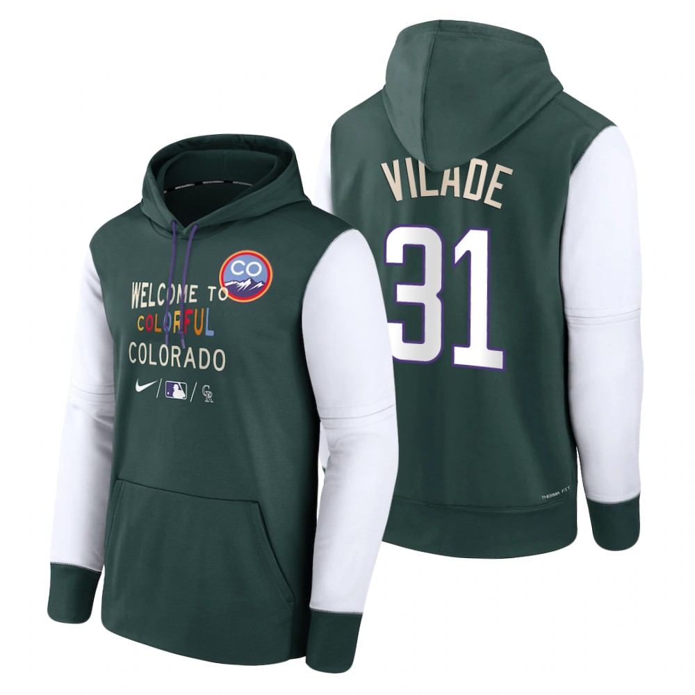 Colorado Rockies Ryan Vilade Green 2022 City Connect Therma Hoodie Colorado Rockies Ryan Vilade Green 2022 City Connect Therma Hoodie