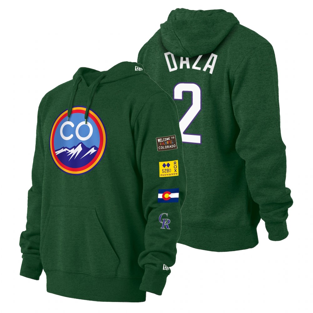 Colorado Rockies Yonathan Daza Green 2022 City Connect Pullover Hoodie Colorado Rockies Yonathan Daza Green 2022 City Connect Pullover Hoodie