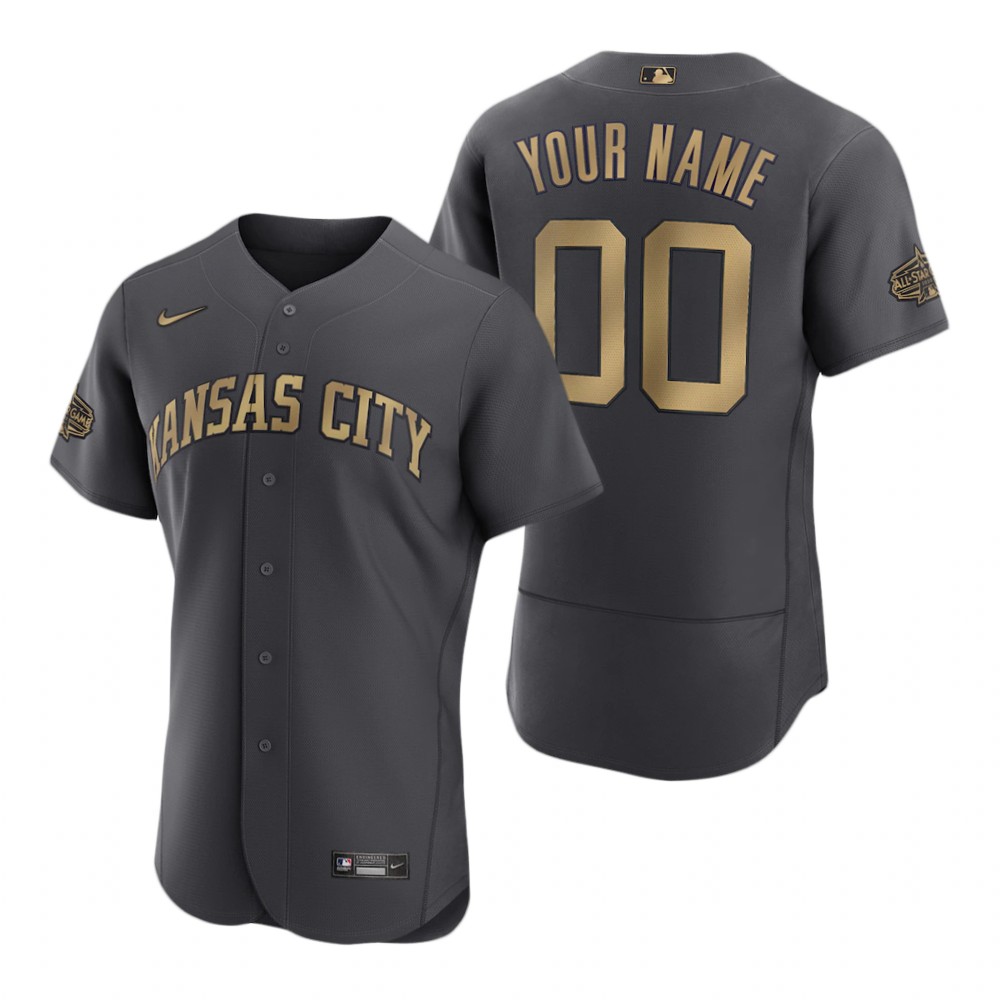Men's Kansas City Royals Custom Charcoal 2022 MLB All-Star Game Authentic Jersey Men's Kansas City Royals Custom Charcoal 2022 MLB All-Star Game Authentic Jersey