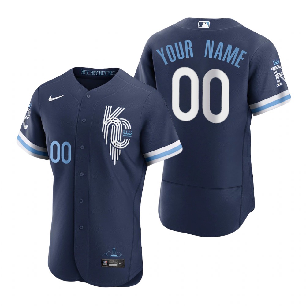 Men's Kansas City Royals Custom Navy 2022 City Connect Authentic Jersey