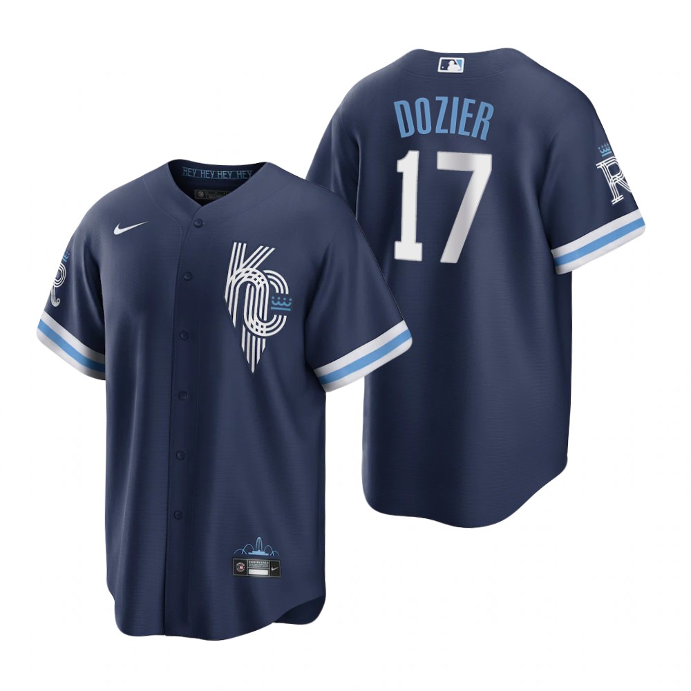 Kansas City Royals Hunter Dozier Navy 2022 City Connect Replica Jersey