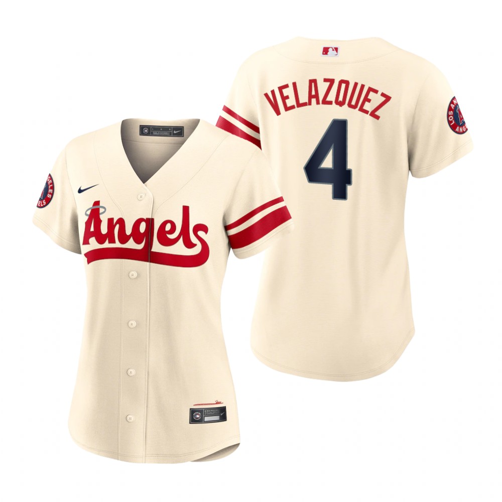 Women's Los Angeles Angels Andrew Velazquez Cream 2022 City Connect Replica Jersey