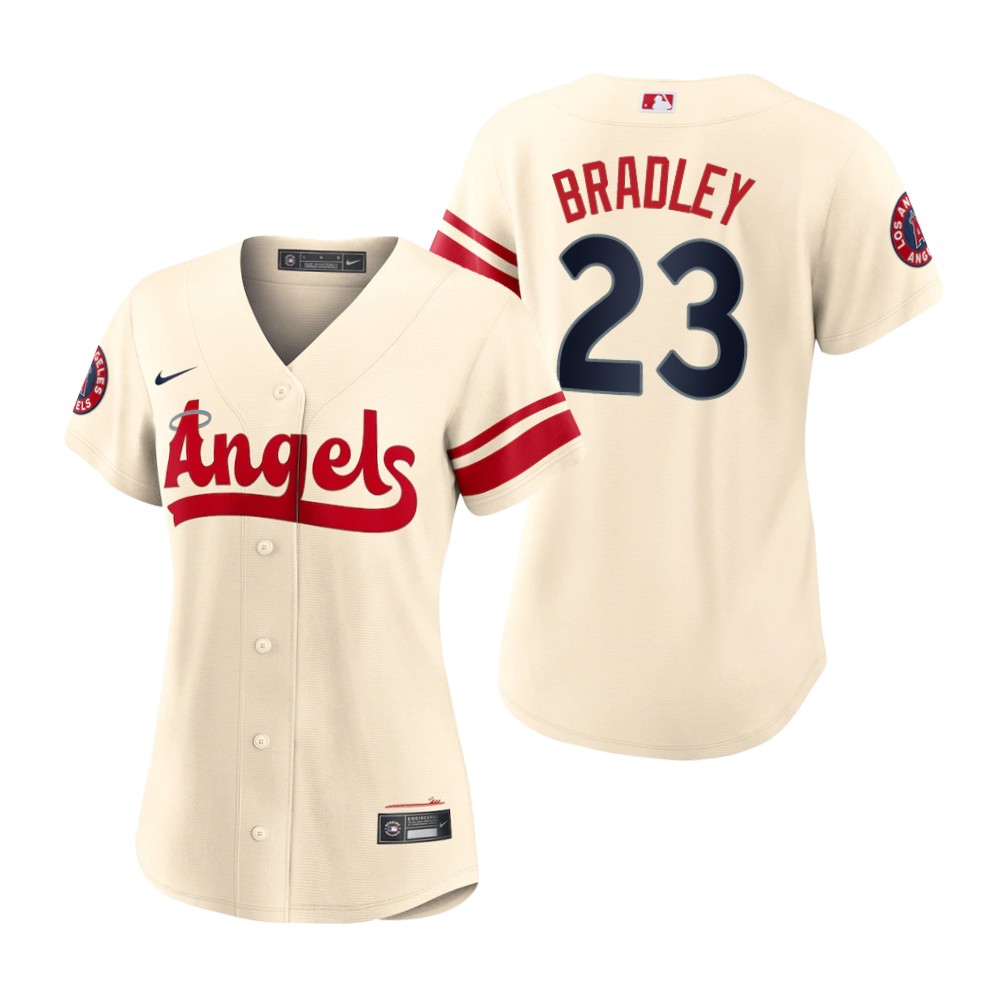 Women's Los Angeles Angels Archie Bradley Cream 2022 City Connect Replica Jersey Women's Los Angeles Angels Archie Bradley Cream 2022 City Connect Replica Jersey