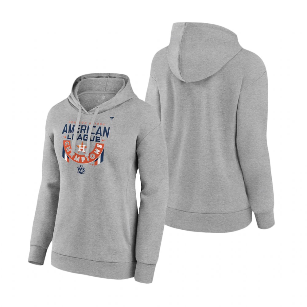 Women's Houston Astros Heather Gray 2022 American League Champions Plus Size Hoodie Women's Houston Astros Heather Gray 2022 American League Champions Plus Size Hoodie