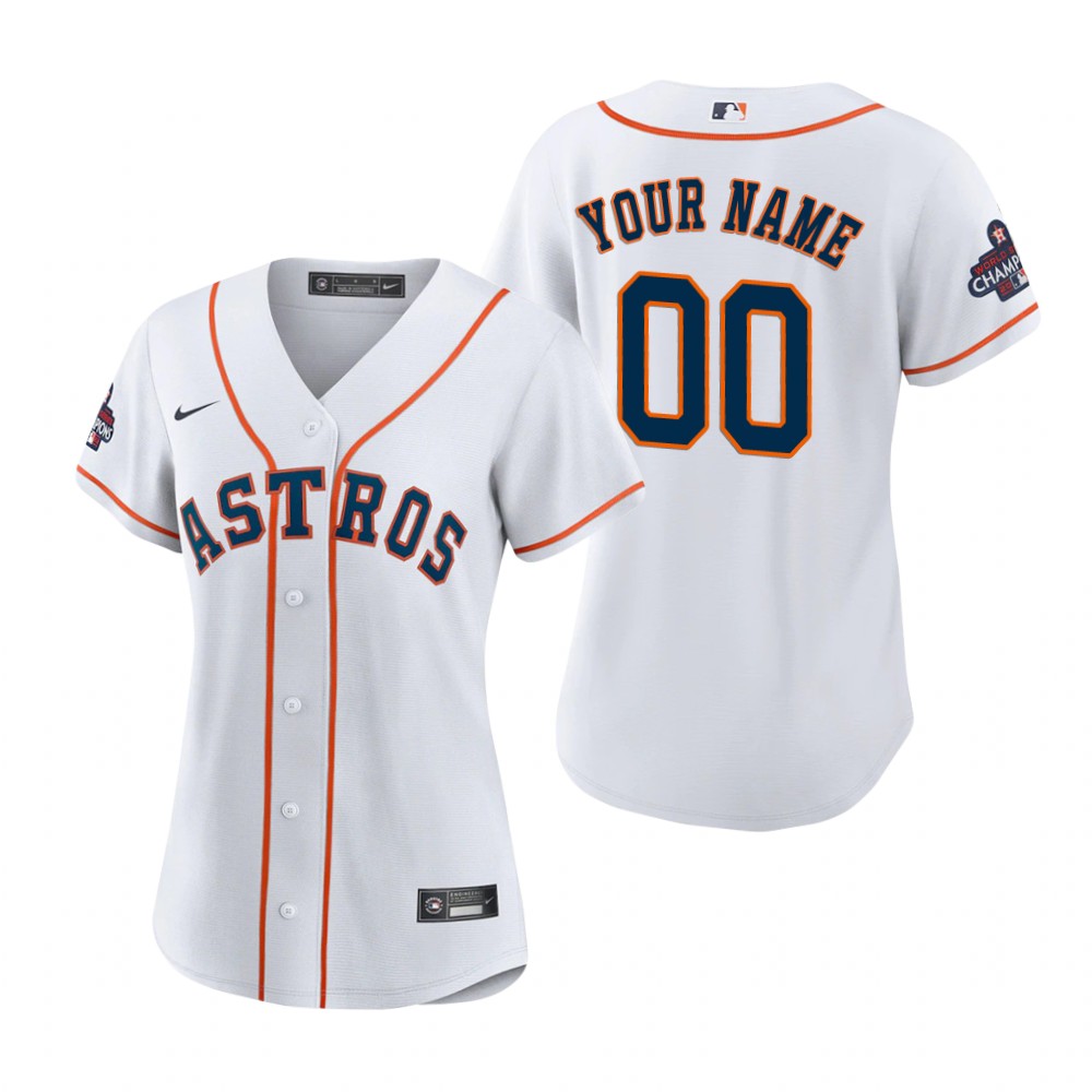 Women's Houston Astros Custom White 2022 World Series Champions Replica Jersey Women's Houston Astros Custom White 2022 World Series Champions Replica Jersey