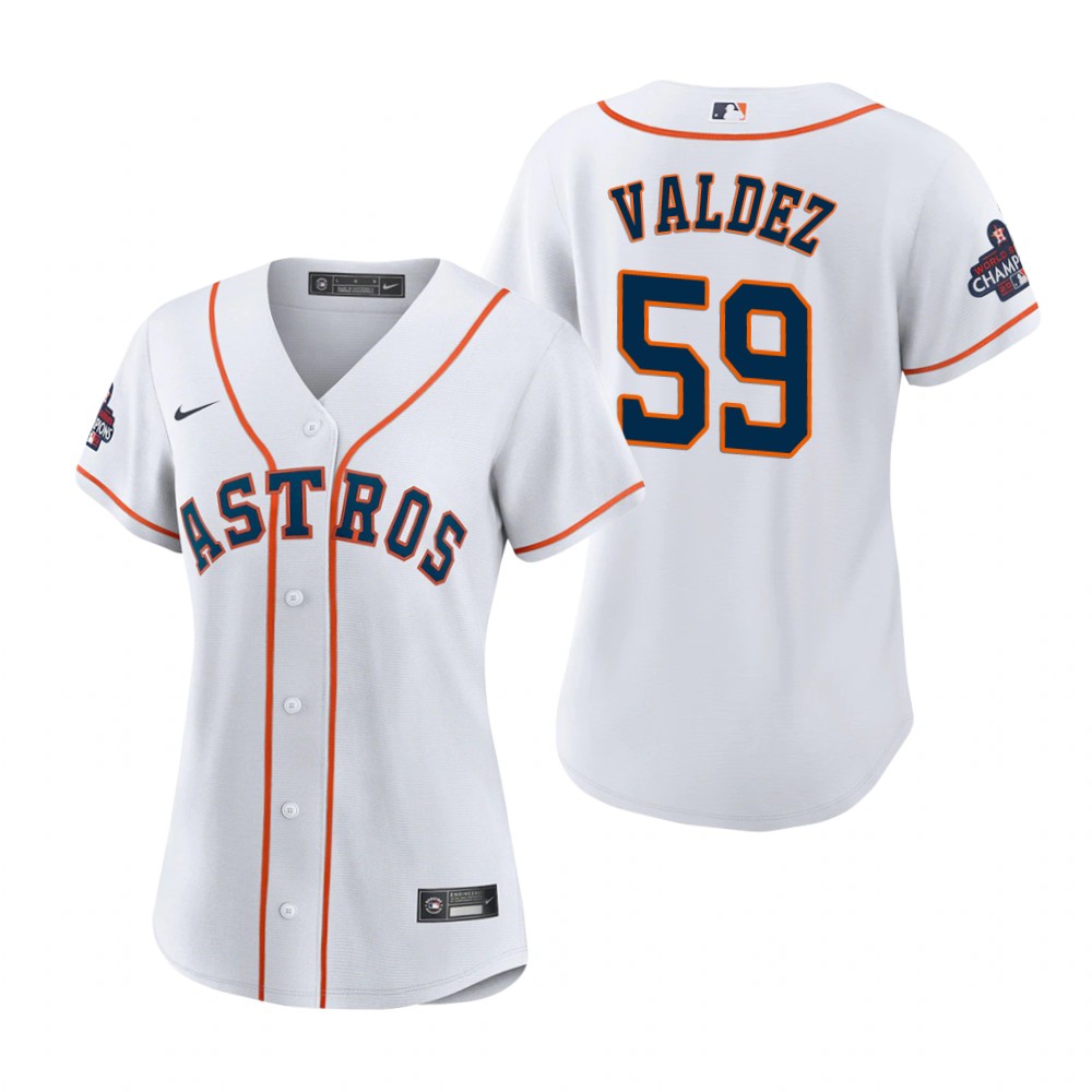 Women's Houston Astros Framber Valdez White 2022 World Series Champions Replica Jersey