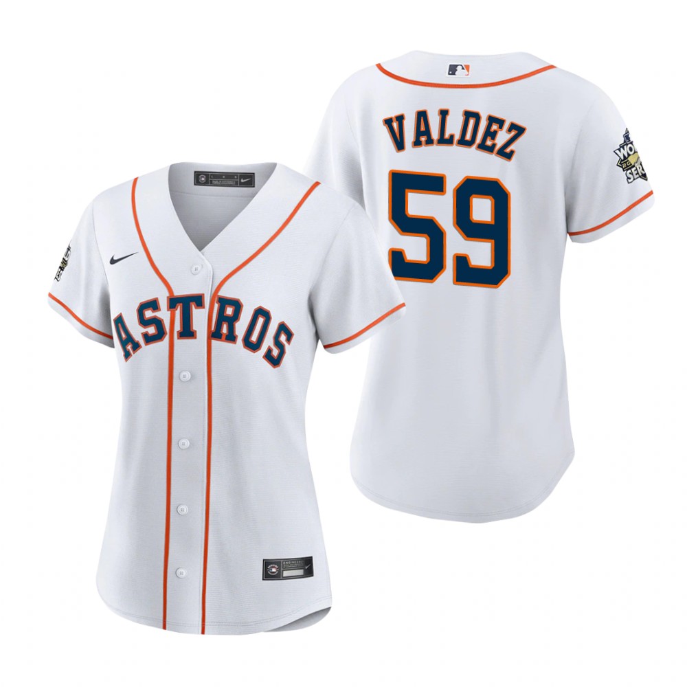 Women's Houston Astros Framber Valdez White 2022 World Series Replica Jersey