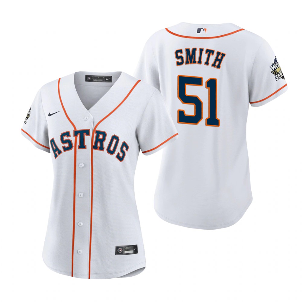 Women's Houston Astros Will Smith White 2022 World Series Replica Jersey Women's Houston Astros Will Smith White 2022 World Series Replica Jersey