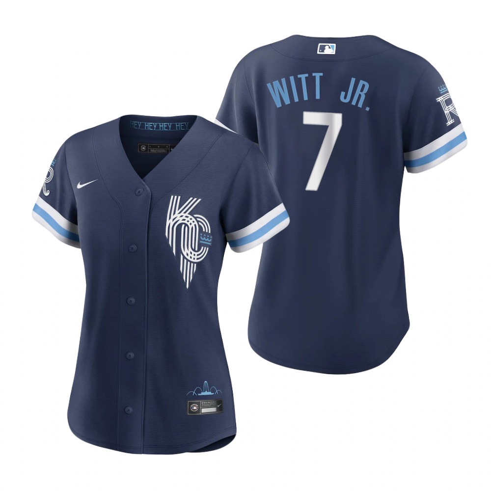 Women's Kansas City Royals Bobby Witt Jr. Navy 2022 City Connect Replica Jersey