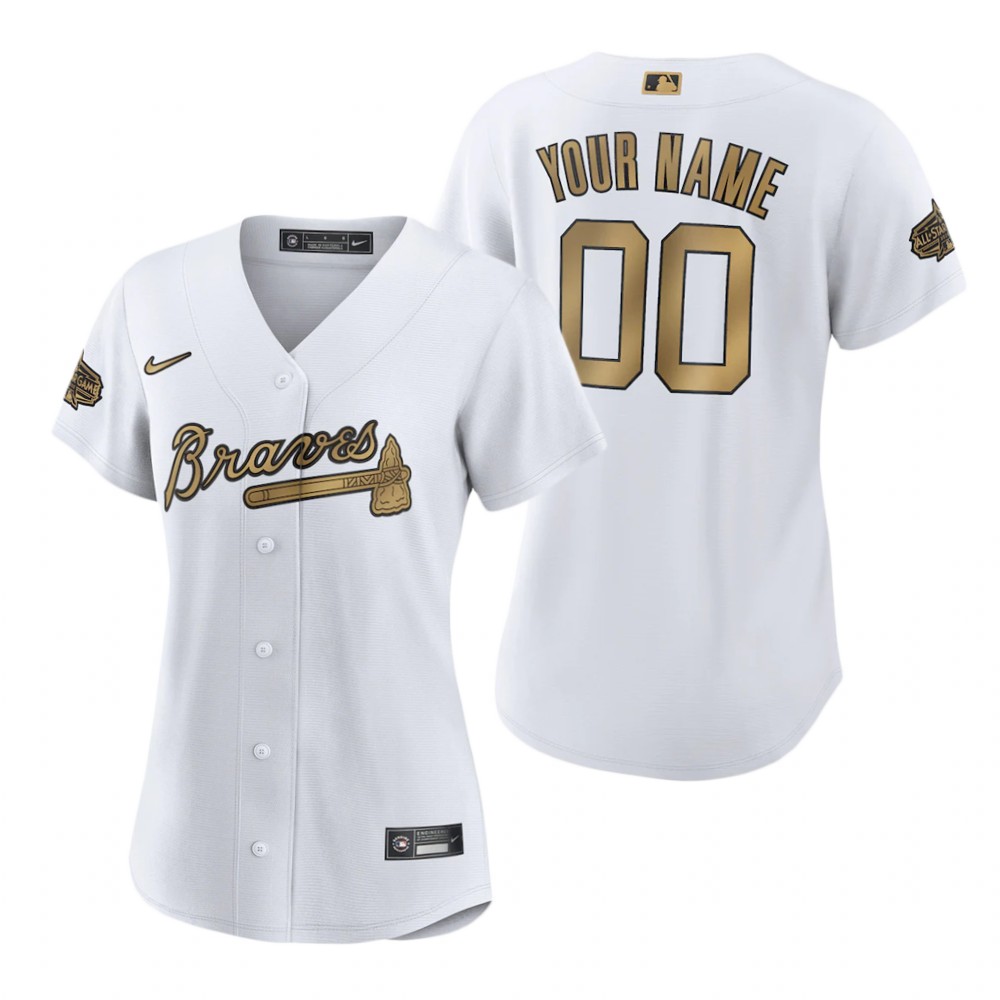 Women's Atlanta Braves Custom White 2022 MLB All-Star Game Replica Jersey Women's Atlanta Braves Custom White 2022 MLB All-Star Game Replica Jersey