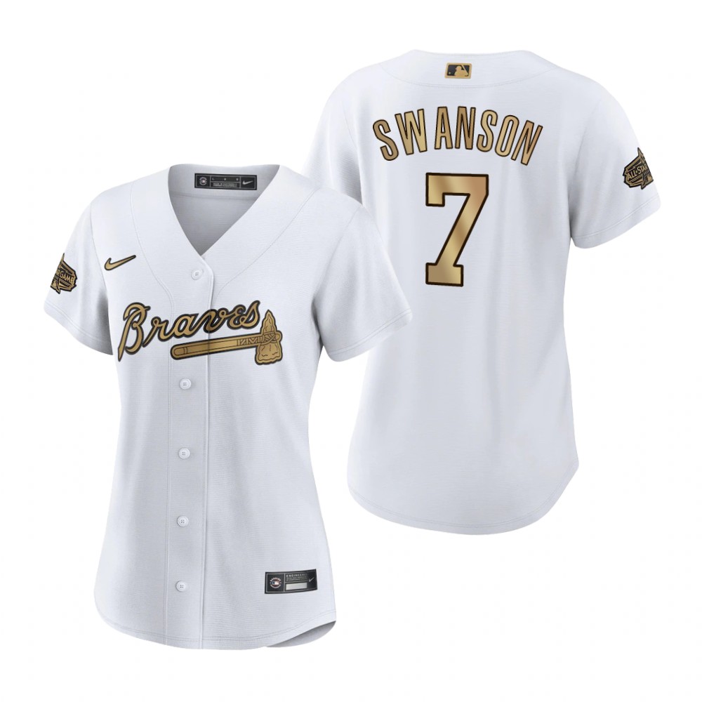 Women's Atlanta Braves Dansby Swanson White 2022 MLB All-Star Game Replica Jersey