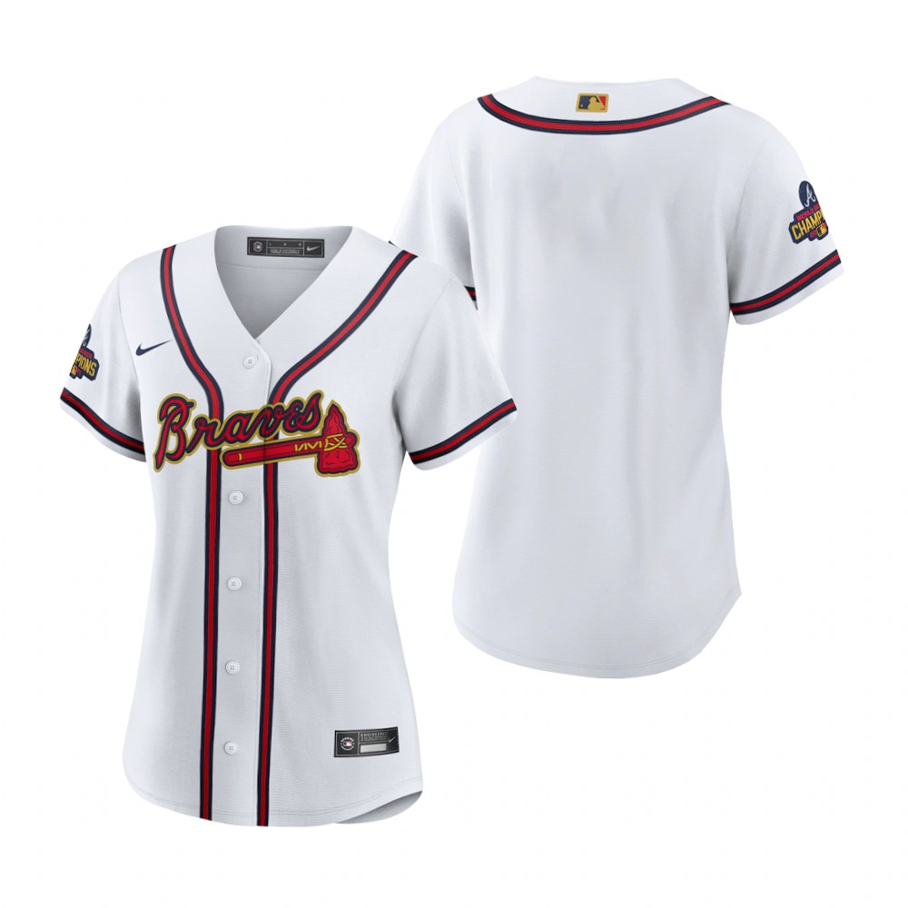 Women's Atlanta Braves White 2022 Gold Program Replica Jersey