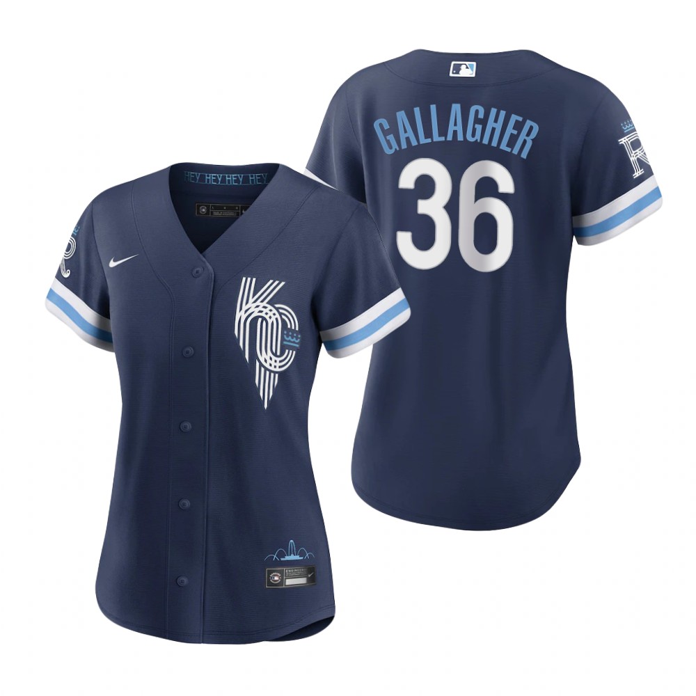 Women's Kansas City Royals Cam Gallagher Navy 2022 City Connect Replica Jersey Women's Kansas City Royals Cam Gallagher Navy 2022 City Connect Replica Jersey