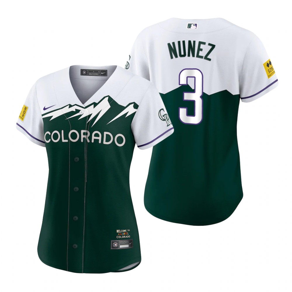 Women's Colorado Rockies Dom Nunez Green 2022 City Connect Replica Jersey Women's Colorado Rockies Dom Nunez Green 2022 City Connect Replica Jersey