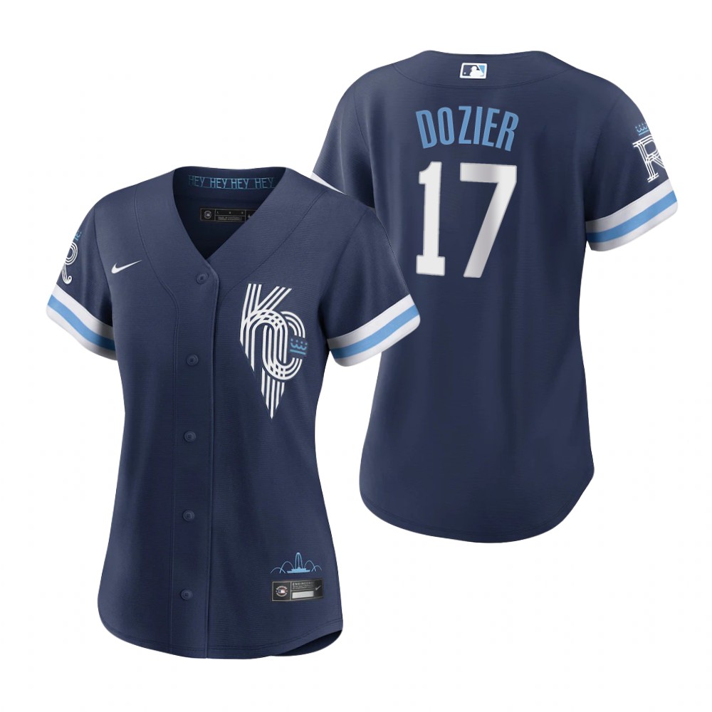 Women's Kansas City Royals Hunter Dozier Navy 2022 City Connect Replica Jersey