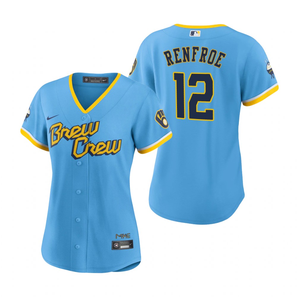 Women's Milwaukee Brewers Hunter Renfroe Powder Blue 2022 City Connect Replica Jersey
