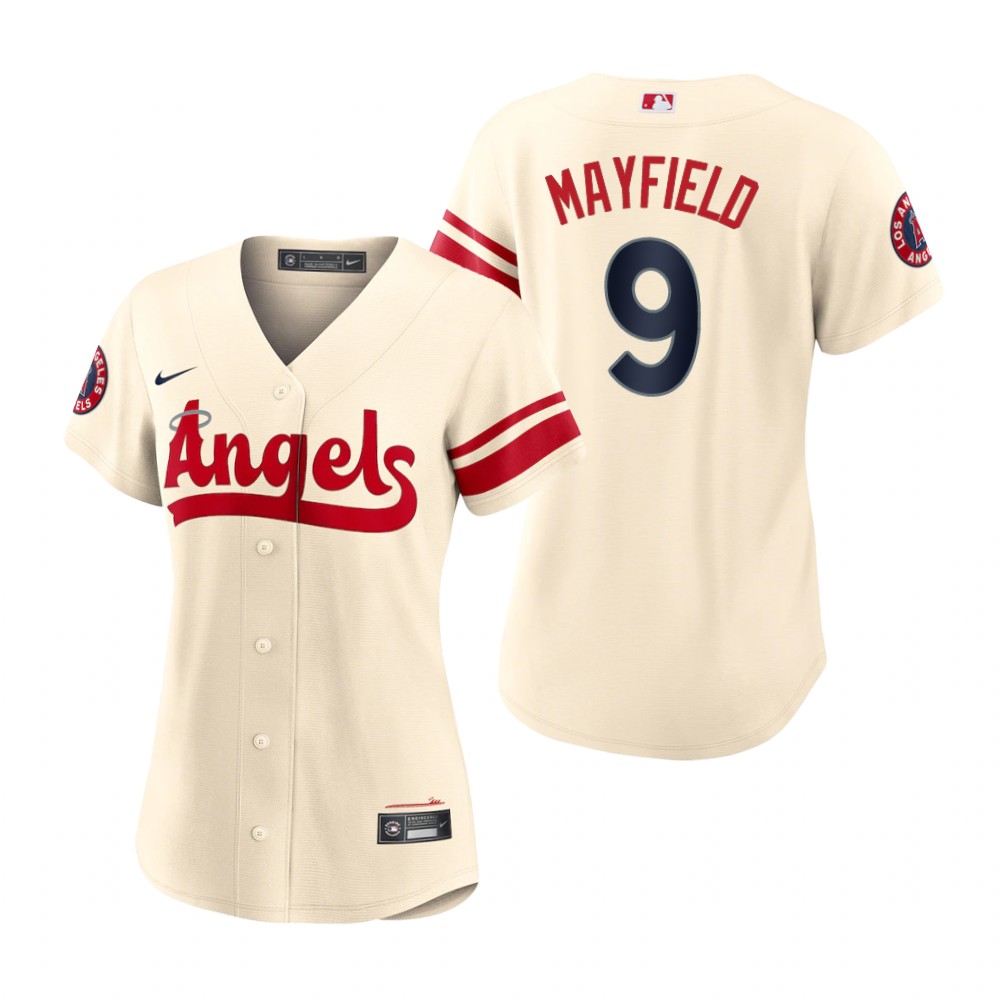 Women's Los Angeles Angels Jack Mayfield Cream 2022 City Connect Replica Jersey Women's Los Angeles Angels Jack Mayfield Cream 2022 City Connect Replica Jersey