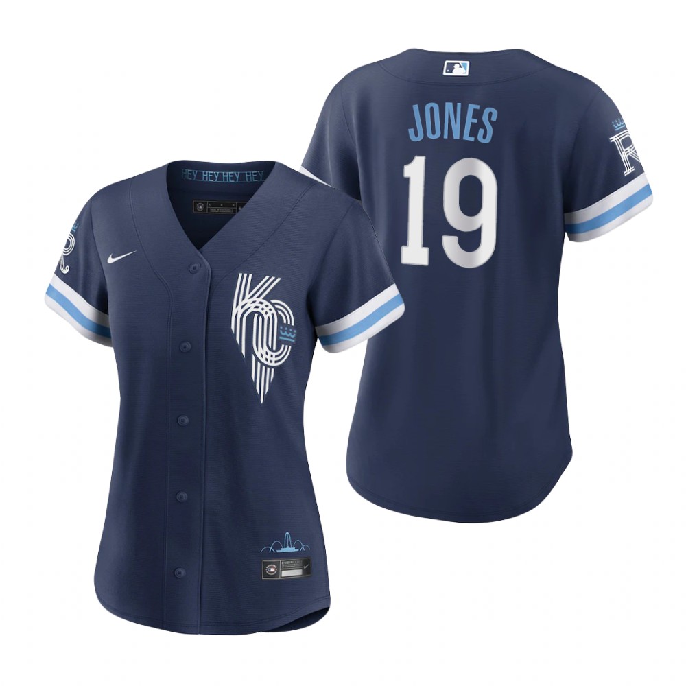 Women's Kansas City Royals JaCoby Jones Navy 2022 City Connect Replica Jersey