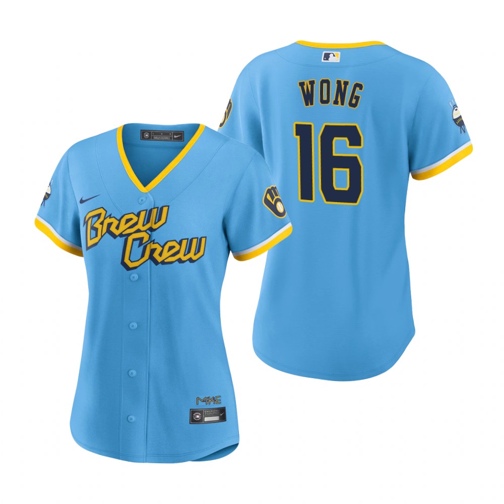 Women's Milwaukee Brewers Kolten Wong Powder Blue 2022 City Connect Replica Jersey