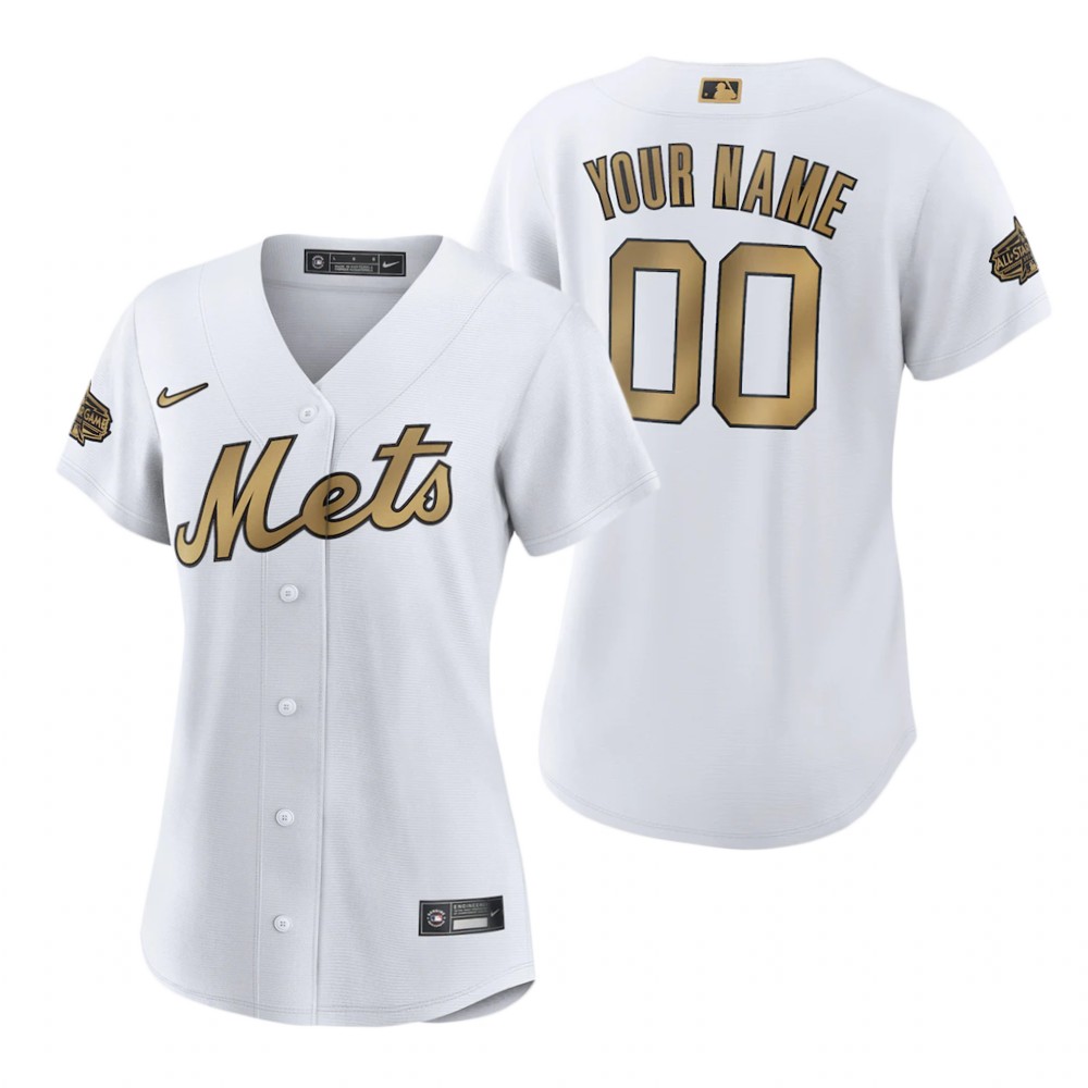 Women's New York Mets Custom White 2022 MLB All-Star Game Replica Jersey Women's New York Mets Custom White 2022 MLB All-Star Game Replica Jersey