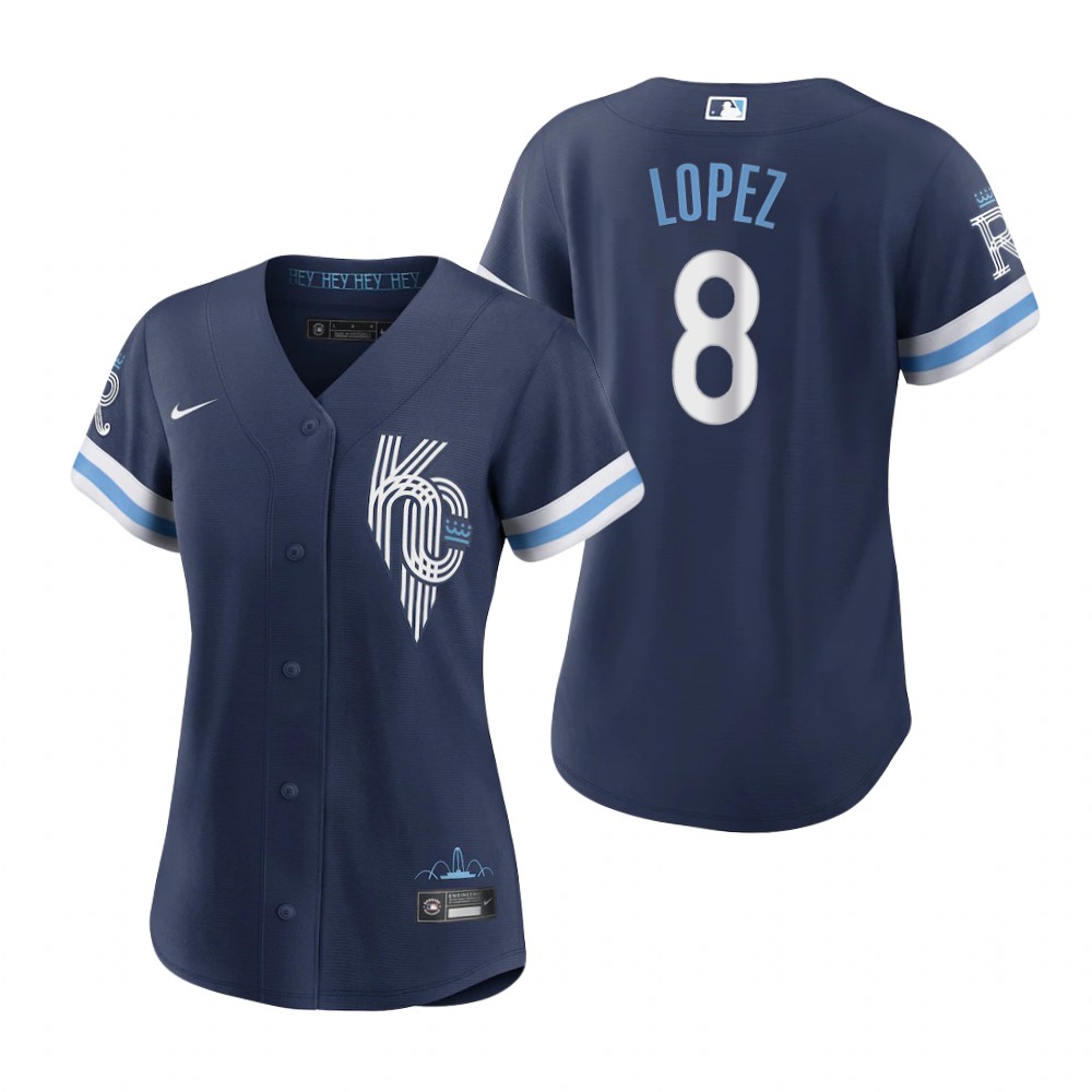 Women's Kansas City Royals Nicky Lopez Navy 2022 City Connect Replica Jersey