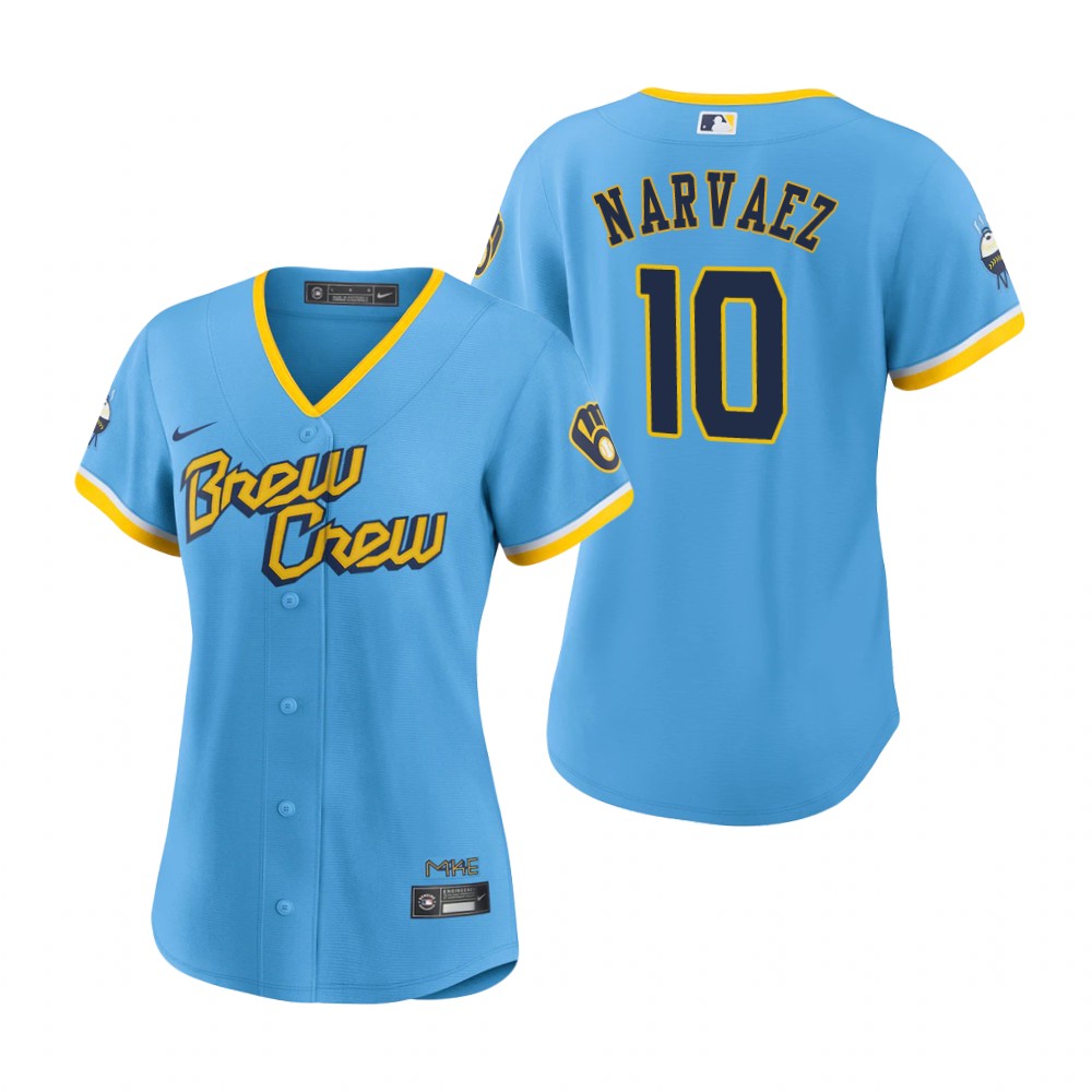 Women's Milwaukee Brewers Omar Narvaez Powder Blue 2022 City Connect Replica Jersey