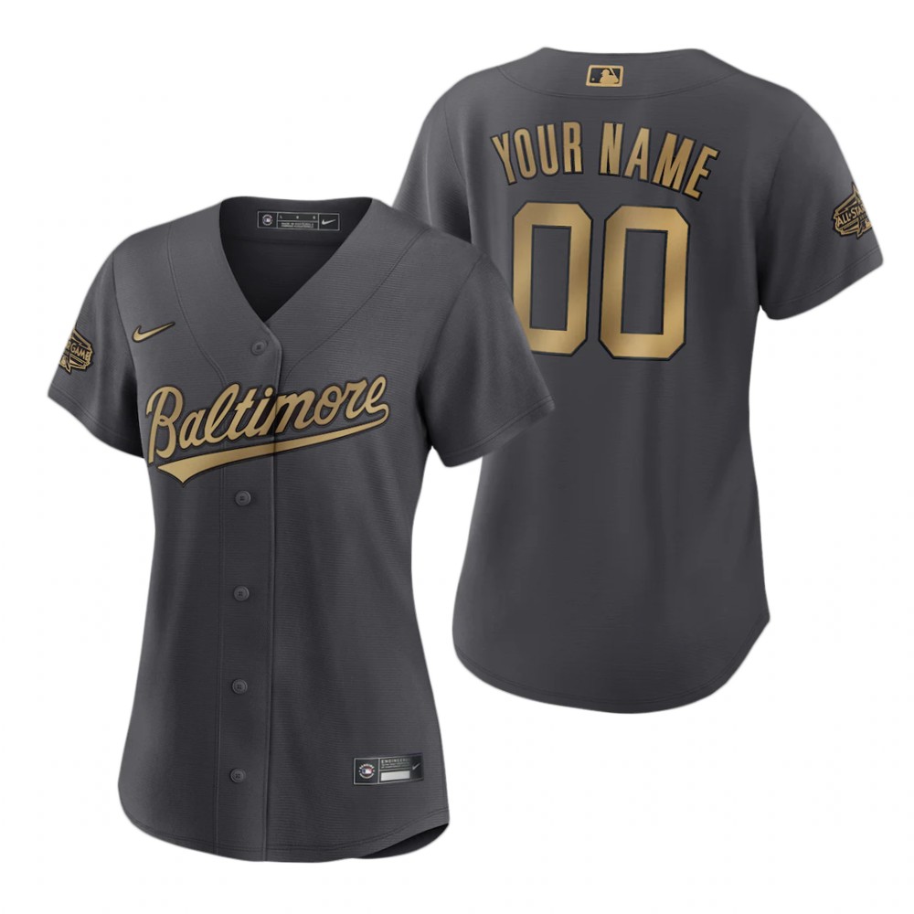 Women's Baltimore Orioles Custom Charcoal 2022 MLB All-Star Game Replica Jersey Women's Baltimore Orioles Custom Charcoal 2022 MLB All-Star Game Replica Jersey