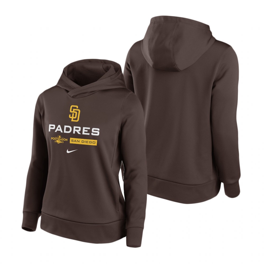 Women's San Diego Padres Brown 2022 Postseason Dugout Hoodie Women's San Diego Padres Brown 2022 Postseason Dugout Hoodie