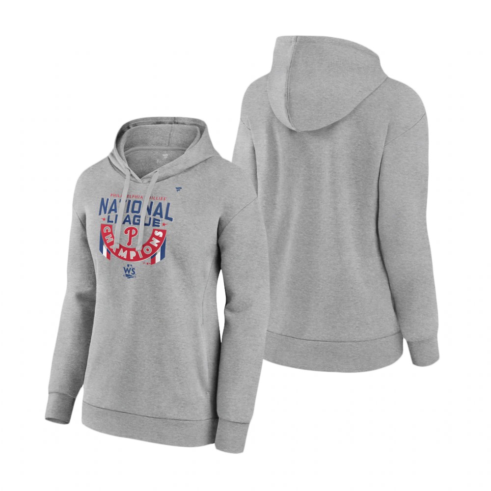 Women's Philadelphia Phillies Heather Gray 2022 National League Champions Locker Room Hoodie Women's Philadelphia Phillies Heather Gray 2022 National League Champions Locker Room Hoodie