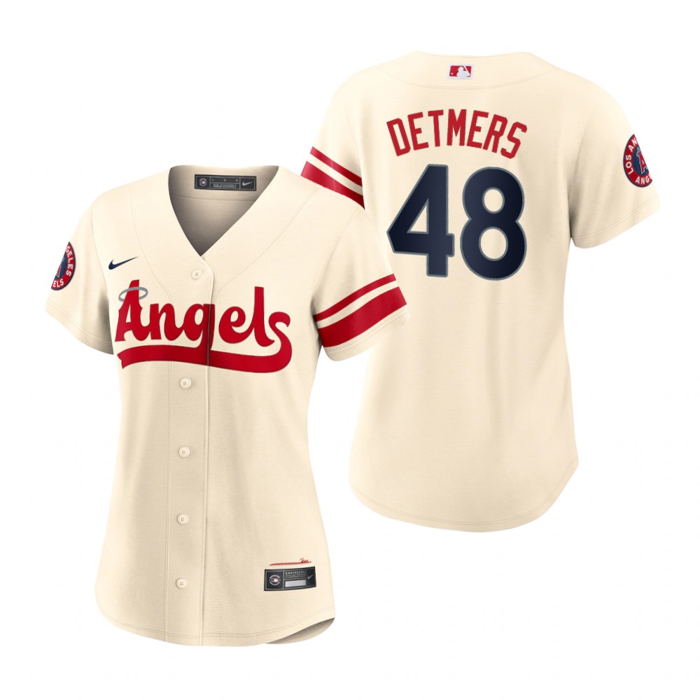 Women's Los Angeles Angels Reid Detmers Cream 2022 City Connect Replica Jersey Women's Los Angeles Angels Reid Detmers Cream 2022 City Connect Replica Jersey