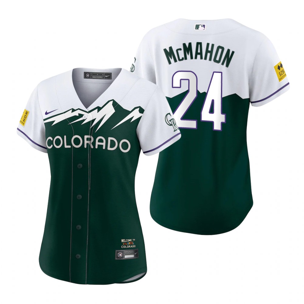 Women's Colorado Rockies Ryan McMahon Green 2022 City Connect Replica Jersey Women's Colorado Rockies Ryan McMahon Green 2022 City Connect Replica Jersey