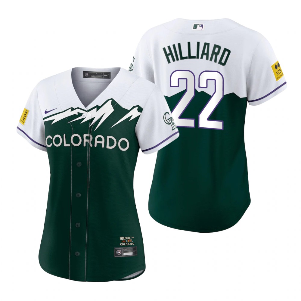 Women's Colorado Rockies Sam Hilliard Green 2022 City Connect Replica Jersey