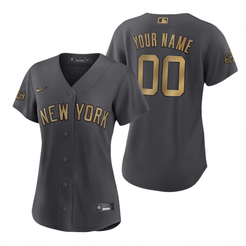 Women's New York Yankees Custom Charcoal 2022 MLB All-Star Game Replica Jersey Women's New York Yankees Custom Charcoal 2022 MLB All-Star Game Replica Jersey