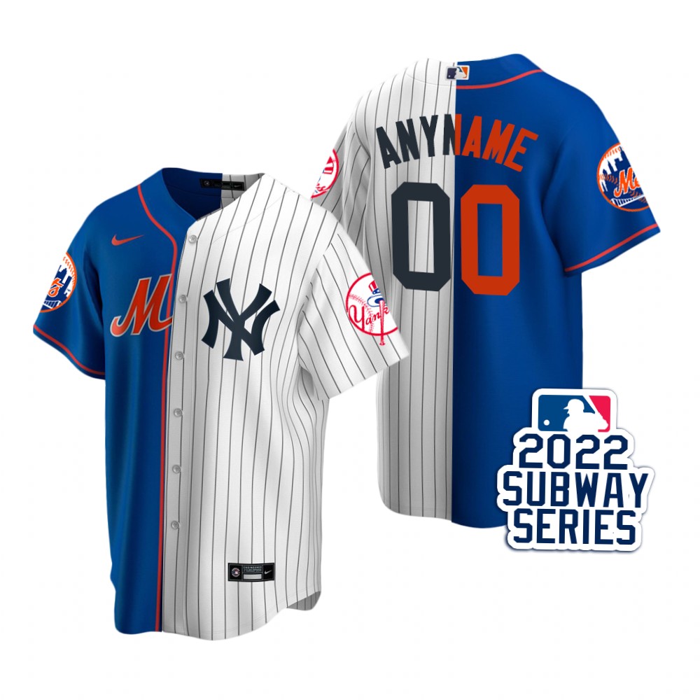 New York Yankees Custom Royal White 2022 Subway Series Split Jersey New York Yankees Custom Royal White 2022 Subway Series Split Jersey