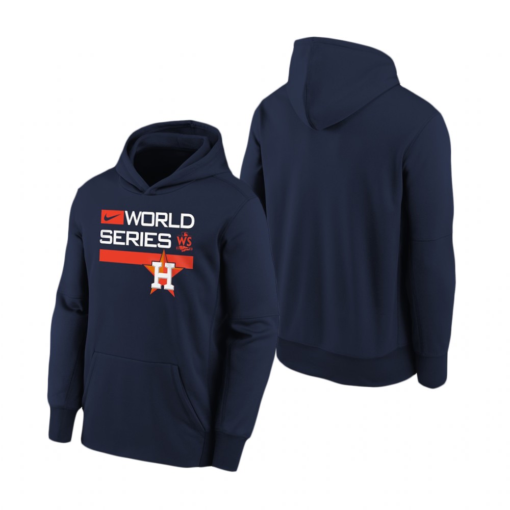 Youth Houston Astros Navy 2022 World Series Dugout Thermal Hoodie Youth Houston Astros Navy 2022 World Series Dugout Thermal Hoodie