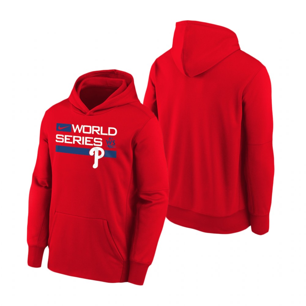 Youth Philadelphia Phillies Red 2022 World Series Dugout Thermal Hoodie Youth Philadelphia Phillies Red 2022 World Series Dugout Thermal Hoodie