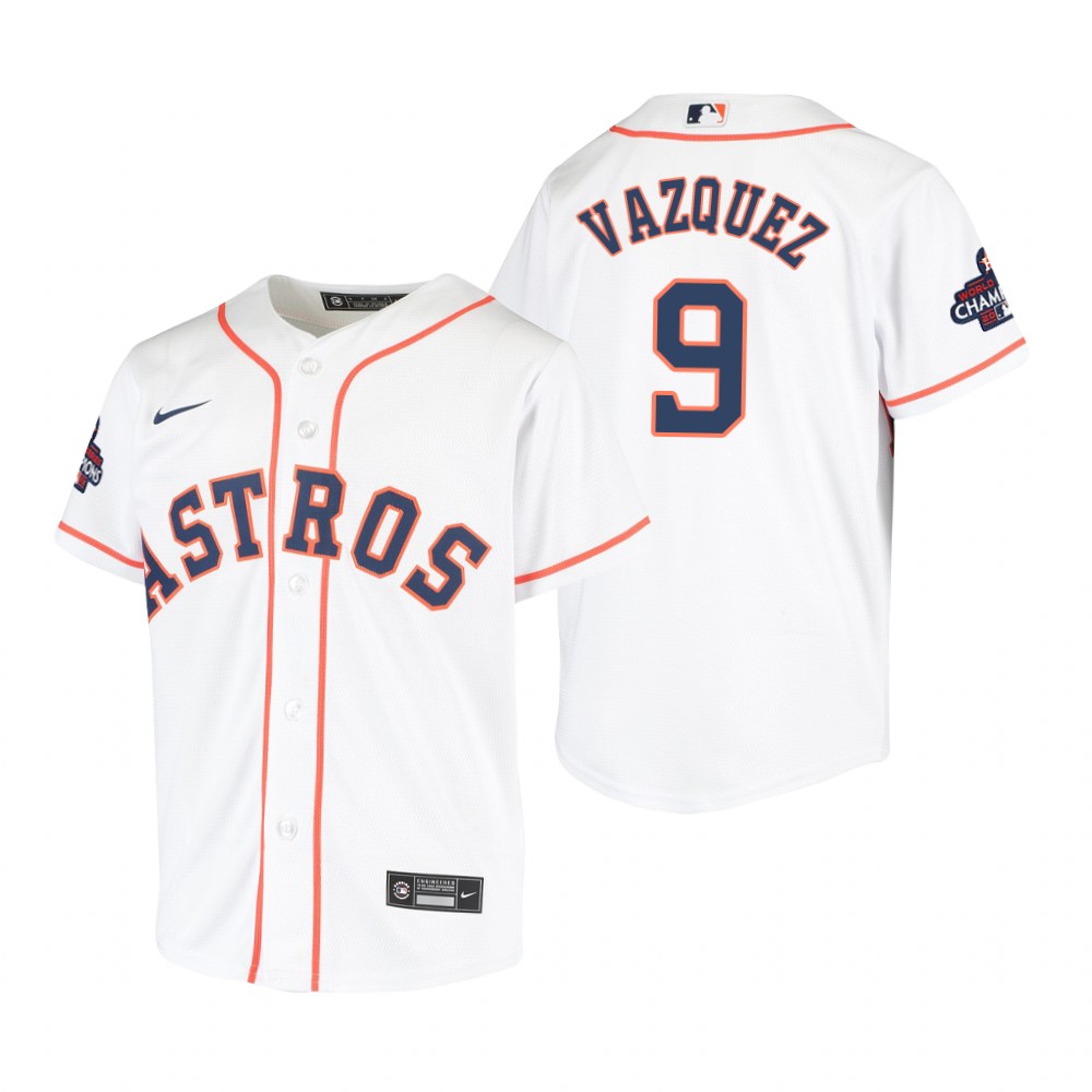 Youth Houston Astros Christian Vazquez White 2022 World Series Champions Replica Jersey Youth Houston Astros Christian Vazquez White 2022 World Series Champions Replica Jersey