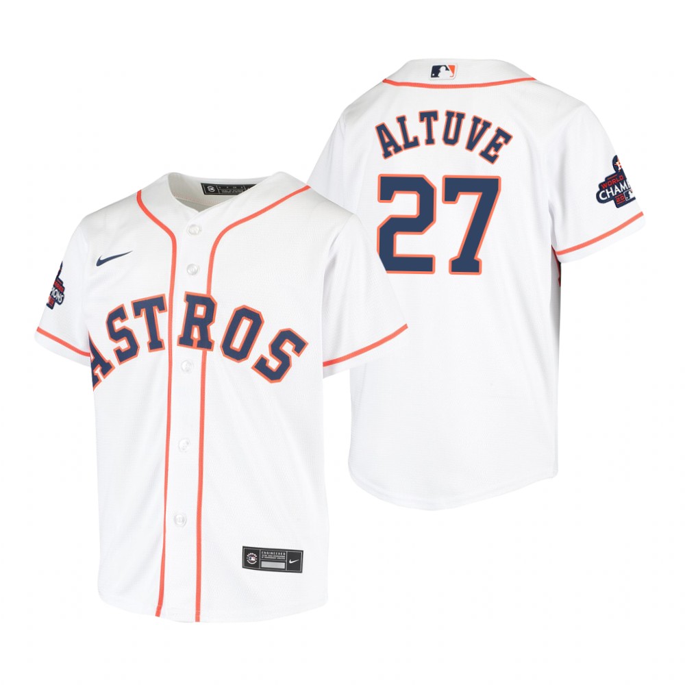 Youth Houston Astros Jose Altuve White 2022 World Series Champions Replica Jersey Youth Houston Astros Jose Altuve White 2022 World Series Champions Replica Jersey