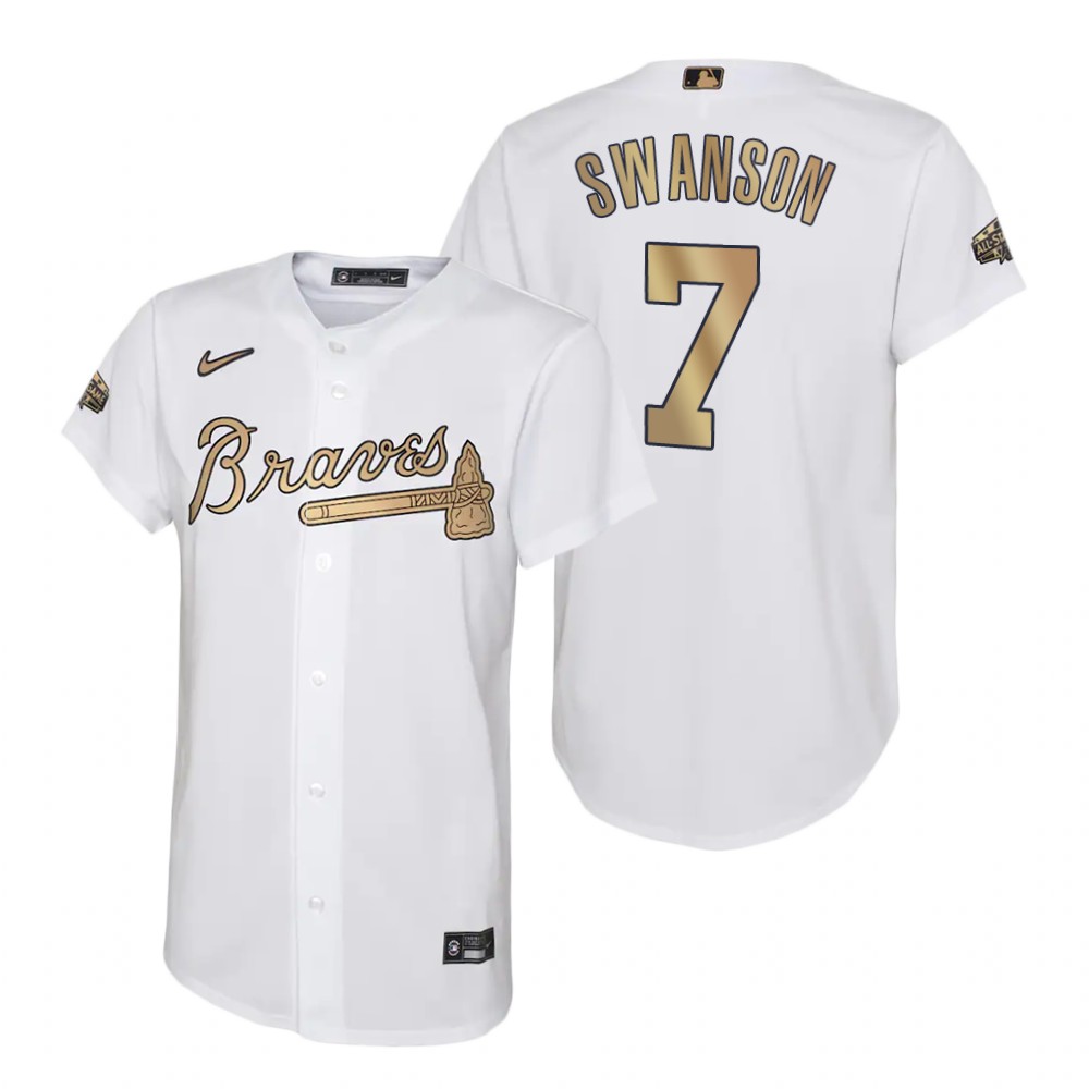 Youth Atlanta Braves Dansby Swanson White Replica Jersey 2022 MLB All-Star Game