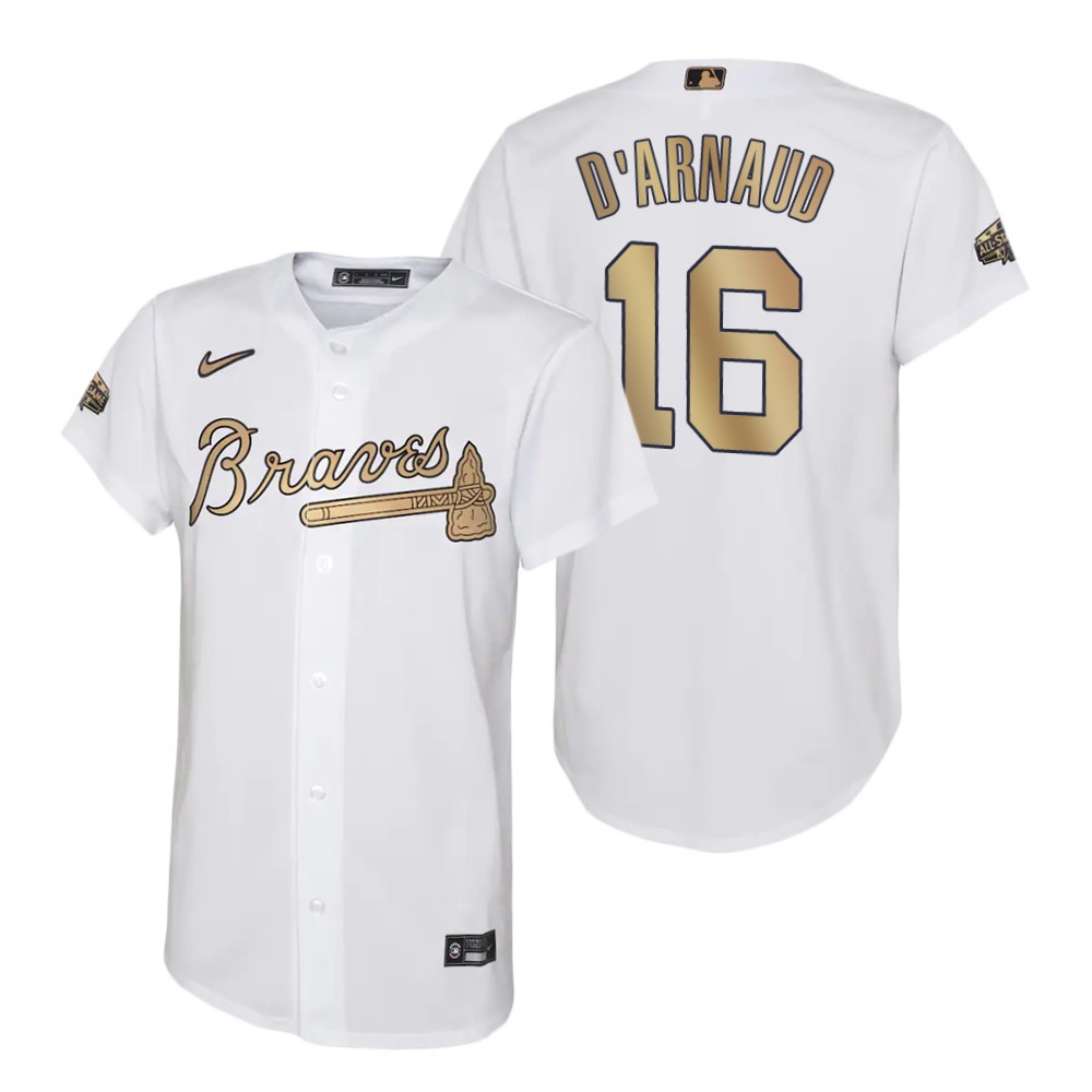 Youth Atlanta Braves Travis d'Arnaud White Replica Jersey 2022 MLB All-Star Game