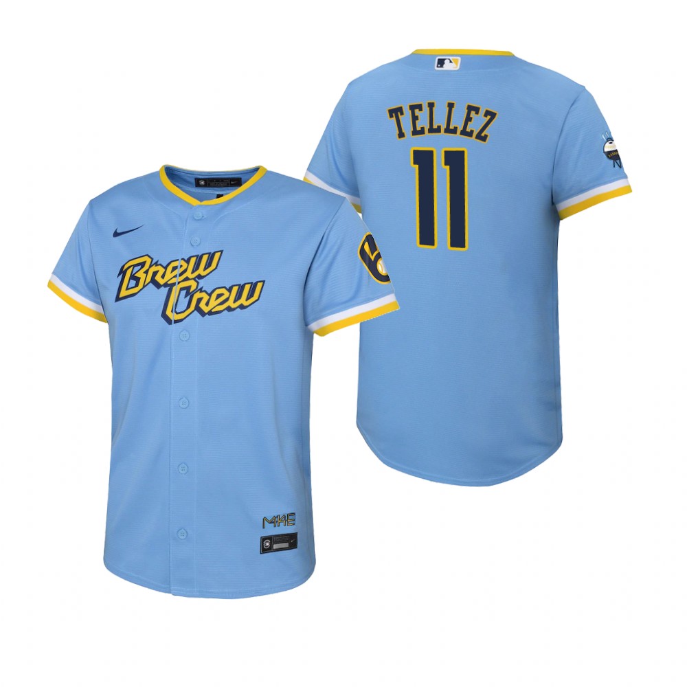 Youth Milwaukee Brewers Rowdy Tellez Nike Powder Blue 2022 City Connect Replica Jersey